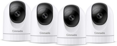Cinnado 2K Home Security Cameras Indoor with 2.4GHz Wi-Fi & Siren, D1 4Pack | 360° Auto Tracking for Pets/Nanny/Baby/Dog, 2-Way Audio, 24/7 SD Card Storage, Cloud Storage, Works with Alexa & Google Home in Saudi Arabia