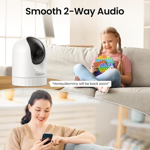 Cinnado 2K Home Security Cameras Indoor with 2.4GHz Wi-Fi & Siren, D1 4Pack | 360° Auto Tracking for Pets/Nanny/Baby/Dog, 2-Way Audio, 24/7 SD Card Storage, Cloud Storage, Works with Alexa & Google Home in Saudi Arabia