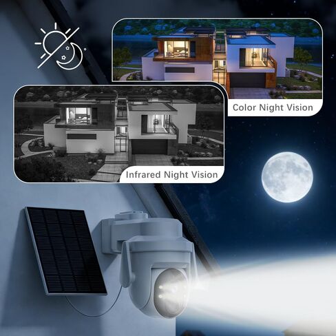 2K Solar Security Wireless Camera Outdoor, 2 Pack 2.4Ghz | WiFi Battery Camera, 355° View Pan/Tilt, PIR Alarm, 2-Way Audio, Color Night Vision, IP65 Waterproof, Cloud & SD Storage in Saudi Arabia