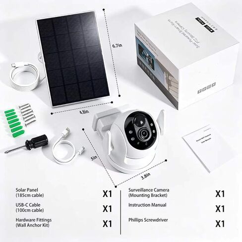 2K Solar Security Wireless Camera Outdoor, 2 Pack 2.4Ghz | WiFi Battery Camera, 355° View Pan/Tilt, PIR Alarm, 2-Way Audio, Color Night Vision, IP65 Waterproof, Cloud & SD Storage in Saudi Arabia