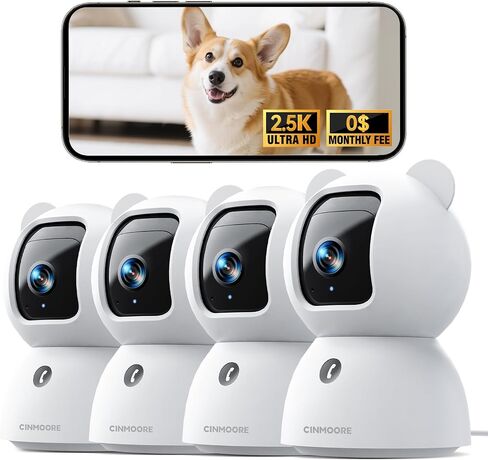 2.5K Indoor Camera 2pack, Free AI Person/Pet/Cry Detection, 4MP Pet/Dog/Cat/Baby Camera w/Phone App, Cameras for Home Security, Pan Tilt 2.4GHz WiFi, Night Vision, Full Duplex 2-Way Audio in Saudi Arabia