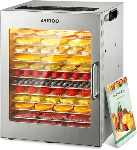 Food Dehydrator Machine with 12 Stainless Steel Trays, 48H Timer | 85°-195°F Temp Control, 800W Powerful, Food Dryer for Jerky, Dog Treat, Herbs, Fruit, for Commercial and Home Use in Saudi Arabia