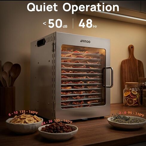 Food Dehydrator Machine with 12 Stainless Steel Trays, 48H Timer | 85°-195°F Temp Control, 800W Powerful, Food Dryer for Jerky, Dog Treat, Herbs, Fruit, for Commercial and Home Use in Saudi Arabia