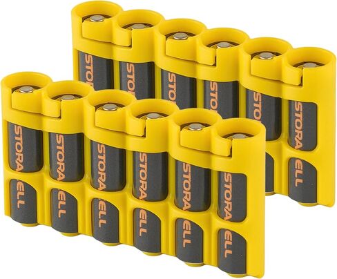 Storacell Slimline AA-6 Battery Storage Caddy and Dispenser (Pack of 2), Military Green, Holds 6 AA Batteries (Not Included), Durable & Compact Design, The Original Battery Caddy, Made in The USA in Saudi Arabia