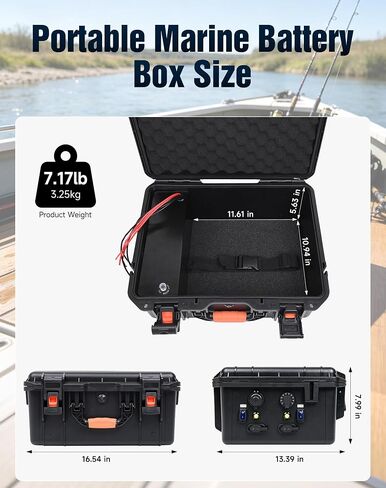 Smart Battery Box - Compatible with Group 24 Batteries and 12V 100Ah LiFePO₄ Batteries, Multiple Power Ports for Trolling Motor, Boat, RV, Camping (Battery Not Included) in Saudi Arabia