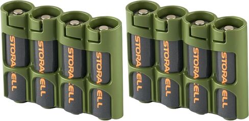 Storacell by Powerpax Slimline AA Battery Storage Caddy, Military Green - Holds 4 Batteries (Not Included) in Saudi Arabia