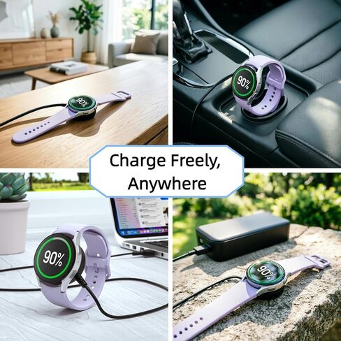[2-Pack] USB-A Charger Cable for Samsung Galaxy Watch8/7/6/8 Classic/Ultra | Compatible with Samsung Galaxy Watch Ultra/7/6/6 Classic/5/5 Pro/FE, Magnetic Fast Charging Dock in Kuwait