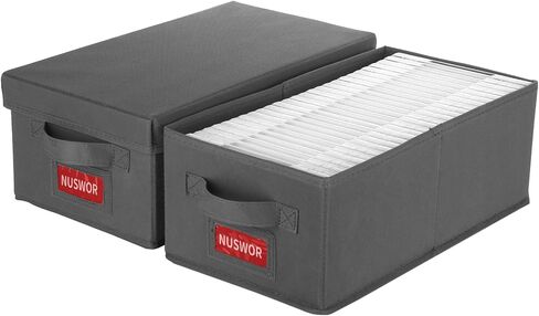 NUSWOR DVD Storage Box - DVD Storage Solutions 4Pack- Grey | Stackable DVD Case Holder Organizer - Holds up to 100 DVDs - 15.75 x 8.1 x 6.1 inches in Saudi Arabia