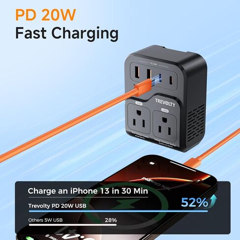 2000W Voltage Converter US to Europe for Hair Dryer, 220V to 110V Converter for European Travel with 3AC/2USB-A/2USB-C (PD20W), Power Converter Adapter Combo with Type C G Plug (Black) in Kuwait