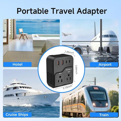 2000W Voltage Converter US to Europe for Hair Dryer, 220V to 110V Converter for European Travel with 3AC/2USB-A/2USB-C (PD20W), Power Converter Adapter Combo with Type C G Plug (Black) in Kuwait