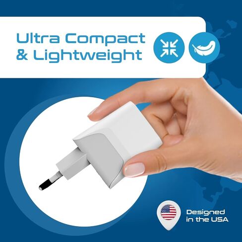 Ceptics Italy, Europe Travel Adapter Plug Set - 2 Pack - with 2 USB + USA Socket Input - Type L and Type C - Ultra Compact - Safe Grounded Perfect for Cell Phones, Laptops, Camera Chargers in Kuwait