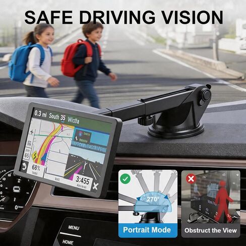 Extended CarPlay Mount, 360° Flexible Windshield Dashboard Suction Cup Bracket Replacement for 7 inch 9 inch 10 inch 11 inch 12 inch Carplay Screen Android Auto Mount Car Baby Camera Monitor in Saudi Arabia
