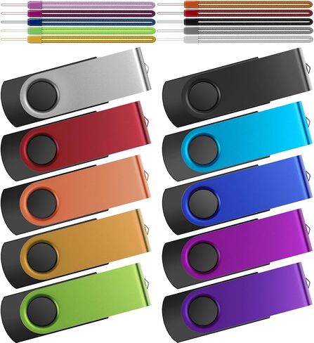 Kepmem Flash Drive 64GB Pack of 10 Thumb Drives Bulk 64 Giga USB2.0 Drives | Value Metal USB 2.0 Memory Sticks Swivel Pen Drive 64 GB Portable Jump Drive Colorful Multipack Zip Drives for Data Storage in Saudi Arabia