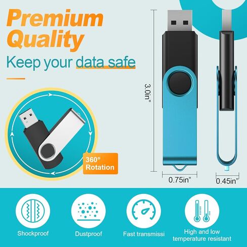 Kepmem Flash Drive 64GB Pack of 10 Thumb Drives Bulk 64 Giga USB2.0 Drives | Value Metal USB 2.0 Memory Sticks Swivel Pen Drive 64 GB Portable Jump Drive Colorful Multipack Zip Drives for Data Storage in Saudi Arabia