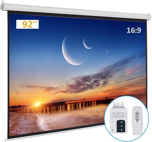 Motorized Projector Screen with Remote Control, No Wrinkles, Without Dents, HD Screen, for Home Theater Office Classroom TV Usage (92inch 16:9) in Saudi Arabia