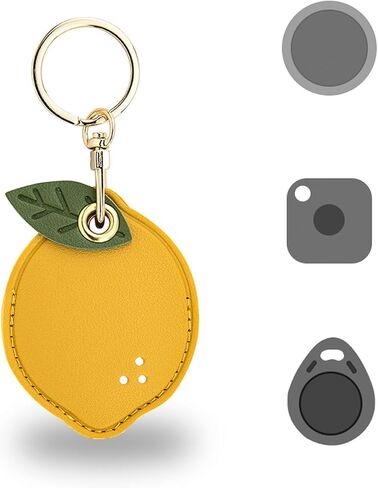 حامل العلامات الذكية العالمي مناسب لـ Tile Mate/Life 360، AirTag، Key Fob والمزيد من علامات GPS، حافظة جلدية لطيفة لتتبع الهواء مع حلقات مفاتيح، (فراولة) in Kuwait