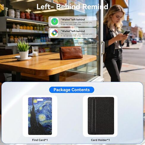 DERAX Wallet Tracker Card (iOS & Android) Wireless Charging & 1-Year Battery, Ultra-Thin IP68 Waterproof Smart Card Works with Apple Find My & Google Find My Device for Wallet, Passport, Luggage in Saudi Arabia