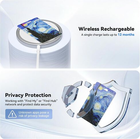 DERAX Wallet Tracker Card (iOS & Android) Wireless Charging & 1-Year Battery, Ultra-Thin IP68 Waterproof Smart Card Works with Apple Find My & Google Find My Device for Wallet, Passport, Luggage in Saudi Arabia