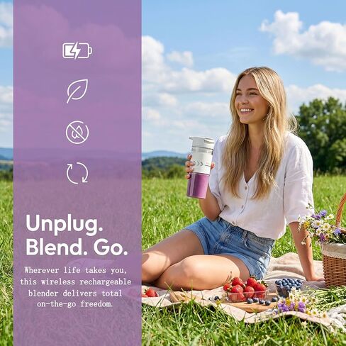 Portable Blender, Cordless, 24oz Personal Blender for Smoothies and Shakes – BPA-Free, USB-C Rechargeable, Dishwasher-Safe Parts, Leak-Proof Lid & Small Clear Cup Included, Holiday Gift Idea in Saudi Arabia