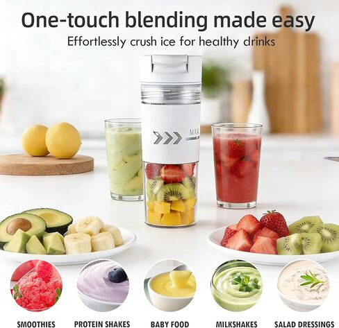 Portable Blender, Cordless, 24oz Personal Blender for Smoothies and Shakes – BPA-Free, USB-C Rechargeable, Dishwasher-Safe Parts, Leak-Proof Lid & Small Clear Cup Included, Holiday Gift Idea in Saudi Arabia