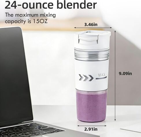Portable Blender, Cordless, 24oz Personal Blender for Smoothies and Shakes – BPA-Free, USB-C Rechargeable, Dishwasher-Safe Parts, Leak-Proof Lid & Small Clear Cup Included, Holiday Gift Idea in Saudi Arabia
