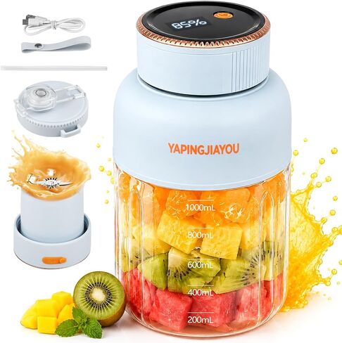 Portable Blender, Personal Smoothie juicer, Shaker blender, 33oz USB portable rechargeable juicer cup with 38 Blades for Kitchen, Travel, Gym， Office – Sky Blue in Saudi Arabia