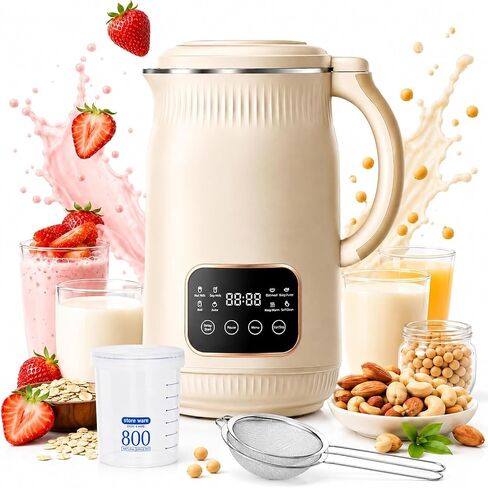 50 oz Nut Milk Maker, 8-in-1 Automatic Soy Milk Maker | 18H Delay Start, Self-Clean & Boil Water, Almond Oat Coconut Milk, Plant-Based Milk, Homemade Milk in Saudi Arabia
