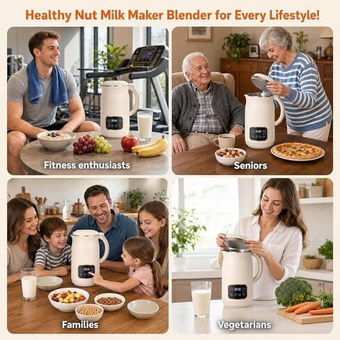 50 oz Nut Milk Maker, 8-in-1 Automatic Soy Milk Maker | 18H Delay Start, Self-Clean & Boil Water, Almond Oat Coconut Milk, Plant-Based Milk, Homemade Milk in Saudi Arabia