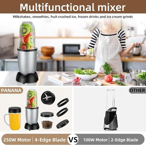 Panana Personal Drink Mixer Blender, Portable Blender for-Smoothies 18 Oz, Shakes, Food Prep, and Frozen Blending, Includes Blending Blade, Drink Lids and Extra 2 Cups in Saudi Arabia