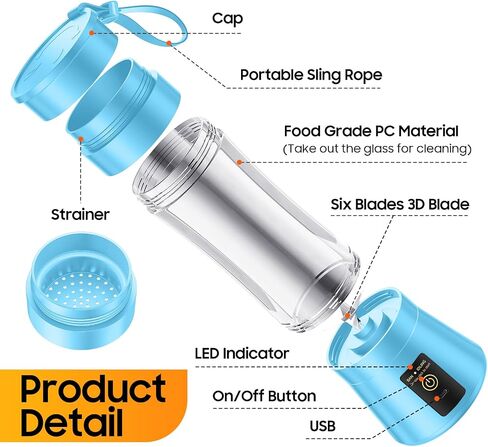 Portable Personal Size Mini Blender - Small Blender Make Smoothies & Shakes in Saudi Arabia