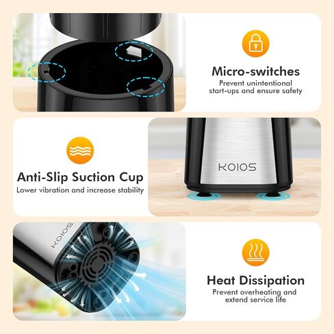 KOIOS 1000W Smoothie Blender, 15-in-1 Single Serve Set, Press-Twist Design | Personal Blender & Kitchen Countertop Smoothie Maker with 2x24oz+17oz Cup, Detachable 4-Blade, Frozen Drinks, Protein Shakes in Saudi Arabia