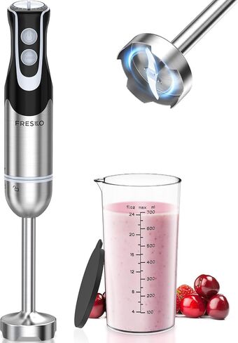 Immersion Blender Handheld, 2-In-1 Hand Blender with 12-Speeds & Turbo Mode | 500W Emulsion Blender, 24oz Beaker, Stainless Steel Blade，Stick Mixer for Baby Food, Smoothies, Soups & Sauces in Saudi Arabia