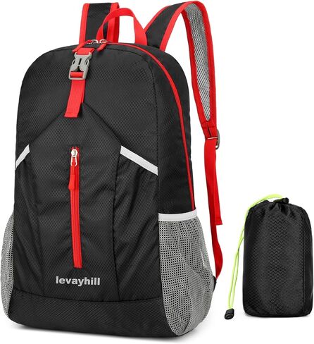 levayhill 25L Foldable Hiking Backpack,Small Packable Daypack Lake Blue | Lightweight Collapsible Bag,Water Repellent Travel Basic-Daypack,Men Women Camping Cycling Rucksack Outdoor Back Pack in Kuwait