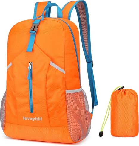 levayhill 25L Foldable Hiking Backpack,Small Packable Daypack Lake Blue | Lightweight Collapsible Bag,Water Repellent Travel Basic-Daypack,Men Women Camping Cycling Rucksack Outdoor Back Pack in Kuwait
