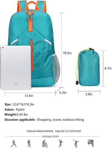 levayhill 25L Foldable Hiking Backpack,Small Packable Daypack Lake Blue | Lightweight Collapsible Bag,Water Repellent Travel Basic-Daypack,Men Women Camping Cycling Rucksack Outdoor Back Pack in Kuwait