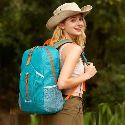 levayhill 25L Foldable Hiking Backpack,Small Packable Daypack Lake Blue | Lightweight Collapsible Bag,Water Repellent Travel Basic-Daypack,Men Women Camping Cycling Rucksack Outdoor Back Pack in Kuwait