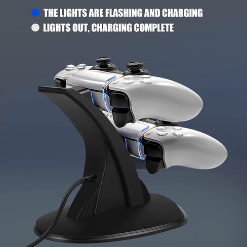 PS5 Controller Charger Station Dual Controller Charging Stand for PlayStation 5, IC Protection, Fast Charging Docking Station with Type-C Charging Cable in Saudi Arabia