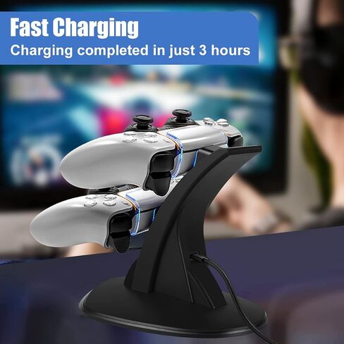PS5 Controller Charger Station Dual Controller Charging Stand for PlayStation 5, IC Protection, Fast Charging Docking Station with Type-C Charging Cable in Saudi Arabia