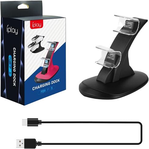 PS5 Controller Charger Station Dual Controller Charging Stand for PlayStation 5, IC Protection, Fast Charging Docking Station with Type-C Charging Cable in Saudi Arabia