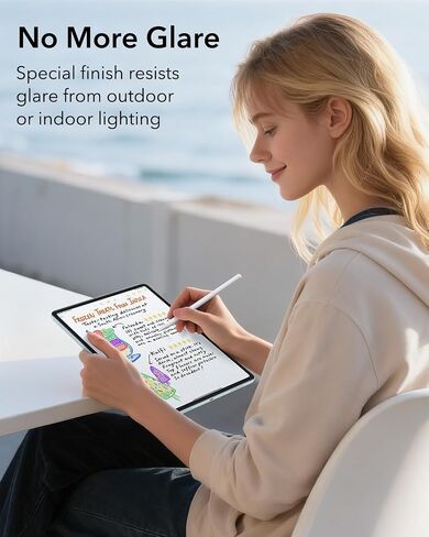ESR 2 Pack Paper-Feel Screen Protector for iPad Air 11 Inch M4/M3/M2 | 9H Matte Writing Tempered Glass with Ultra Fit Tray, Write and Draw Like on Paper, Anti-Glare, Bubble-Free in Saudi Arabia