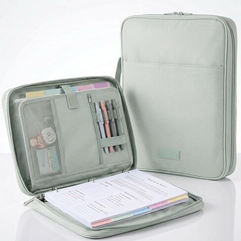 Sturdy 3 Ring Zipper Binder with Strap for School - 1 Inch, 5-Tab Dividers | Beautiful Zip Up Binder Holds 420 Sheets, Books and Laptop - Easy to Carry Trapper Keeper in Quality Fabrics in Saudi Arabia