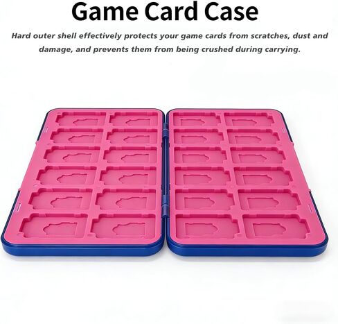 48-Slot Magnetic Game Card Storage Case with Detachable Washable Card Holders, 24 Game Card Slots + 24 Micro SD Card Slots, Minimalist Blue Pink Portable Multi-Card Organizer in Saudi Arabia