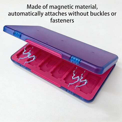 48-Slot Magnetic Game Card Storage Case with Detachable Washable Card Holders, 24 Game Card Slots + 24 Micro SD Card Slots, Minimalist Blue Pink Portable Multi-Card Organizer in Saudi Arabia