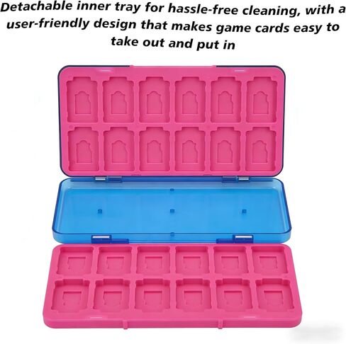 48-Slot Magnetic Game Card Storage Case with Detachable Washable Card Holders, 24 Game Card Slots + 24 Micro SD Card Slots, Minimalist Blue Pink Portable Multi-Card Organizer in Saudi Arabia