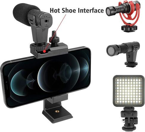 Vlogging Holder, Cell Phone Camera Handle Grip Stabilizer, Ergonomic Phone Video Stabilizer, Handheld Selfie Stick Smartphone Holder with Cold Shoe Mount for Mic/Flash Light, Wrist Strap in Saudi Arabia
