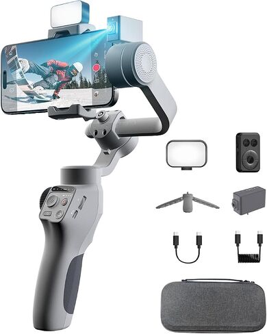 Capture5 Gimbal Stabilizer for Smartphone, Magnetic AI Tracker Fill Light Remote Control 500g Payload, 3-Axis Phone Gimbal for Android & iPhone 16 15 Pro Max for Video Recording（Gray） in Saudi Arabia