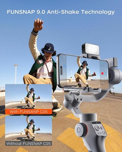 Capture5 Gimbal Stabilizer for Smartphone, Magnetic AI Tracker Fill Light Remote Control 500g Payload, 3-Axis Phone Gimbal for Android & iPhone 16 15 Pro Max for Video Recording（Gray） in Saudi Arabia