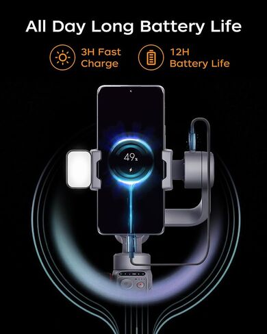 Capture5 Gimbal Stabilizer for Smartphone, Magnetic AI Tracker Fill Light Remote Control 500g Payload, 3-Axis Phone Gimbal for Android & iPhone 16 15 Pro Max for Video Recording（Gray） in Saudi Arabia