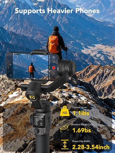 AOCHUAN Smart S3 Gimbal Stabilizer for iPhone & Android, Dual AI Tracking | Built-in Dual AI Cameras, Touchscreen Control, 360° Infinite Rotation, Extension Rod, Fill Light, TikTok, Vlog, Live Stream in Kuwait