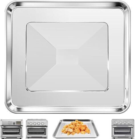 2 Pieces Set Air Fryer Toaster Oven Tray for Cuisinart TOA-70 TOA-65 TOA-60 | 12.5" × 11" Food Grade Stainless Steel Air Fryer Replacement Parts Grill Pan Plate Baking Rack Accessories, Dishwasher Safe in Kuwait